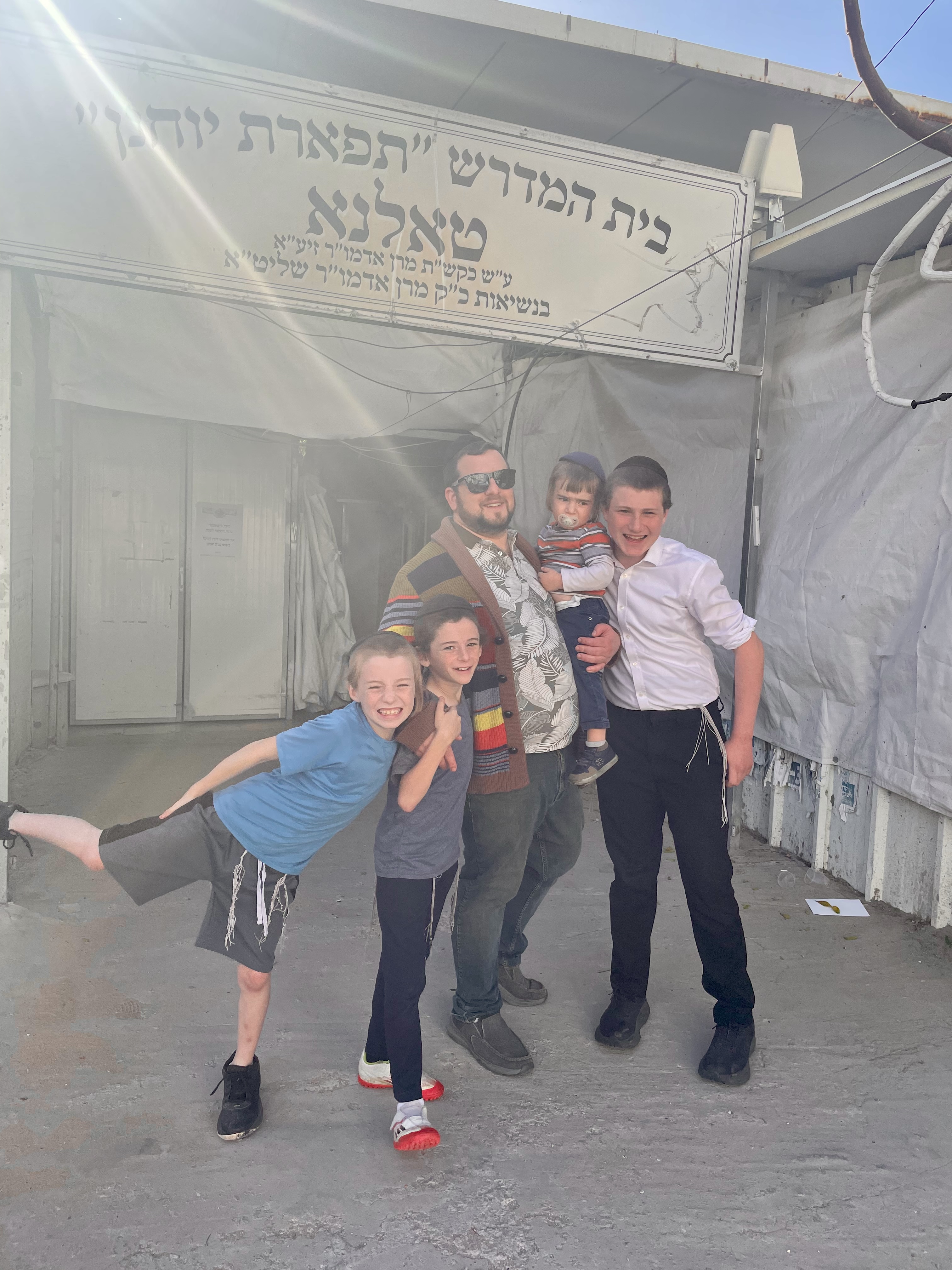 In Front of the Tolna - Ashdod Synagogue on Passover